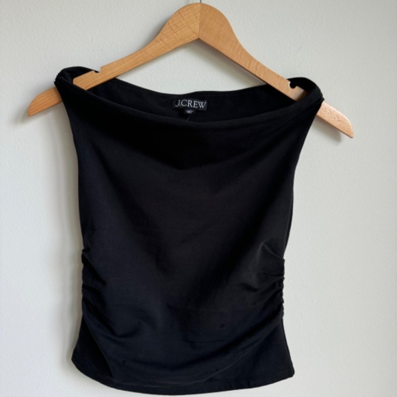 NWT Black Off-the-shoulder tank top in stretch cotton blend SZ XXS - Picture 3 of 6
